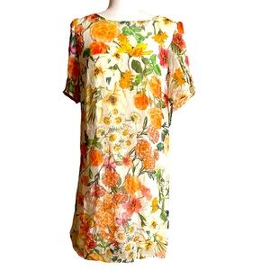 AGB Butterfly Sleeve Floral Silky Shift Dress